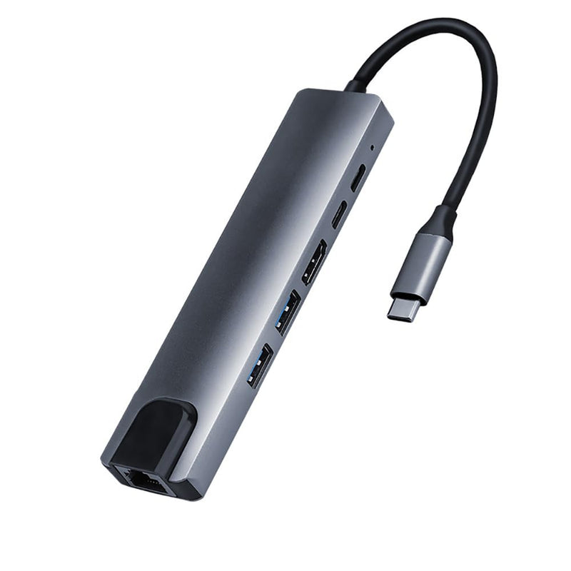 6 in 1 Type C to HDTV Adapter, USB C Hub with LAN Port, 4K HDMI Output USB C Adapter Compatible with MacBook Series, Chromebook, Laptop, Mouse, Keyboard, Flash Drive, Hard Disk