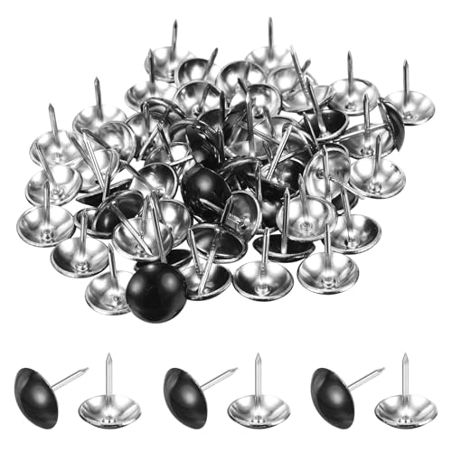 MECCANIXITY Upholstery Tacks for Furniture, 3/4 Inch (19 x 22mm) Metal Round Black Thumb Tacks for Wall Decorative Upholstery Nails DIY Project Home Decor, Pack of 35