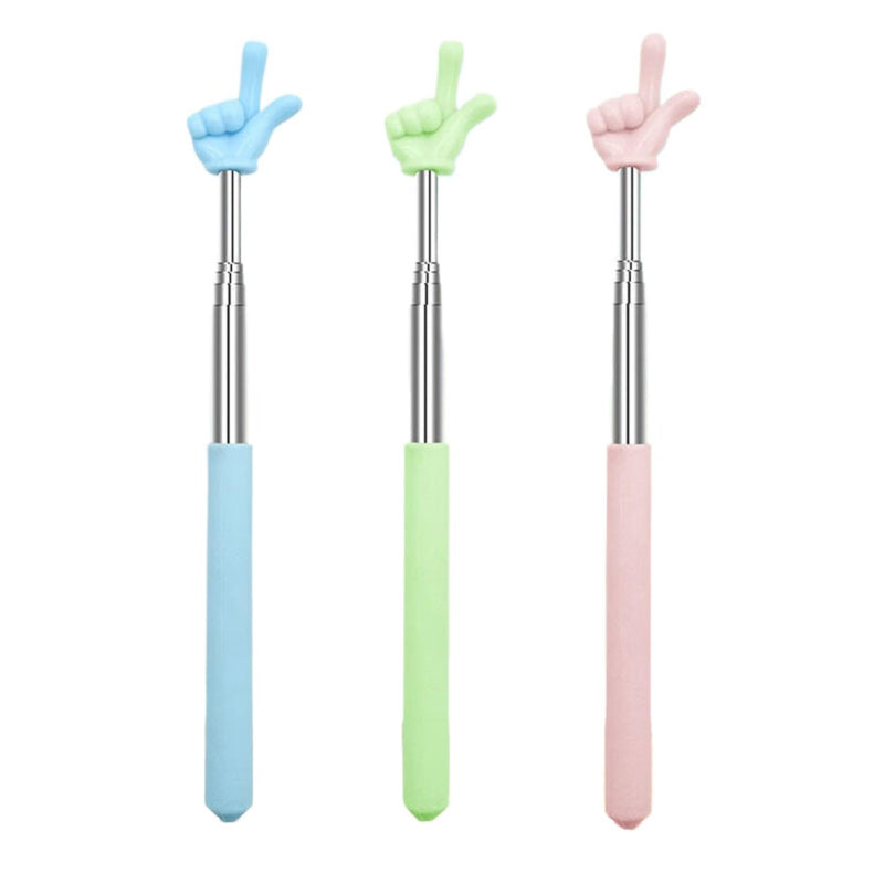 3 Pcs Teacher Pointer Stick, Scalable Finger Pointer Stick for Classroom, Essential Teaching Tools for Reading and Teaching. (Blue,Green,Pink) Blue,Green,Pink