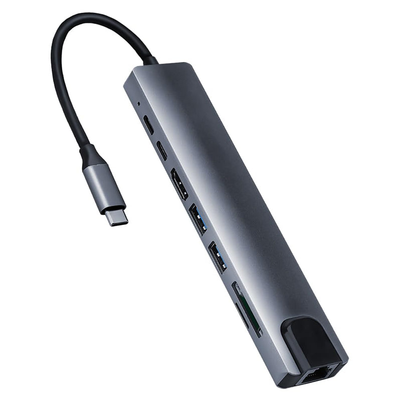8 in 1 USB C Adapter, 4K@30Hz HDMI Output Multi-Port Type C Hub, Fast Charging USB C Converter with Ethernet Port, SD/TF Card Reader, Type C Docking Station Compatible with Laptops, Mouse, Keyboard