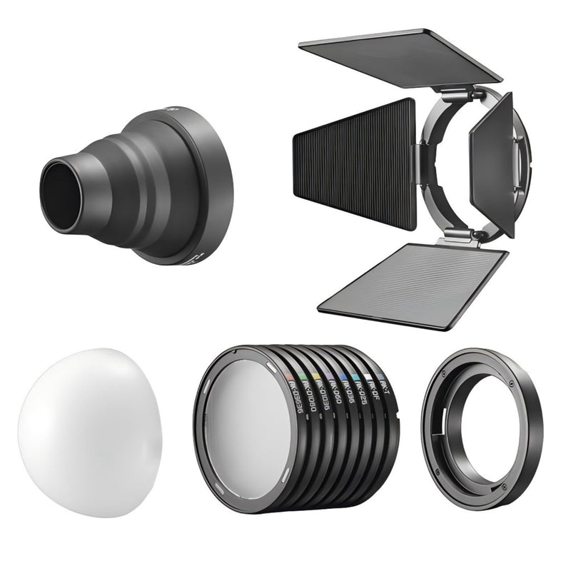 Godox Magnetic Mounting Kit,MK for MS60Bi MS60R RS60R RS60Bi LED Lights & Round-Head Flashes V100 V1 Pro AD100 Pro, Includes Barndoors, Diffusers, Snoot, Grid & Carry Bag