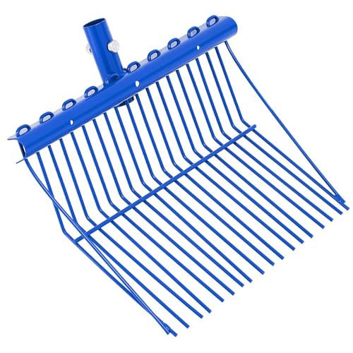 Tandefio 1 Pack Manure Fork Replacement Head Metal Pitchfork Horse Manure Rake Garden Pitch Fork Replacement Head with Angled Tines for Horse Stall Poop Picking up(Blue) Blue