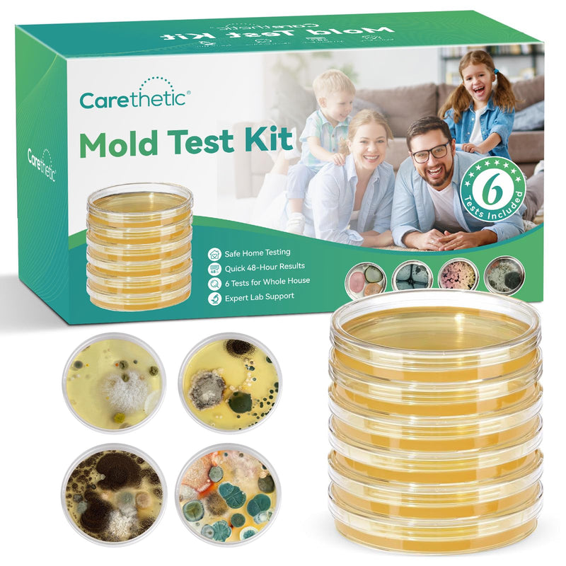 Carethetic Mold Test Kit for Home, 6 DIY Agar Plates for Air, HVAC and Surface Testing, Indoor Mold Testing Kit with Swabs, Gloves, Bags and User Manual