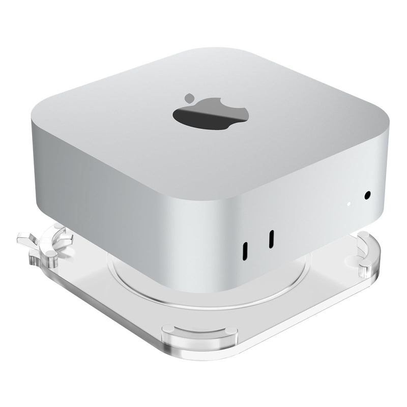 Clear Acrylic Desktop Stand for Mac mini M4/M4 Pro 2024 – Enhanced Cooling & Easy Access Design | Anti-Slip Rubber Feet, Transparent Mac mini Holder