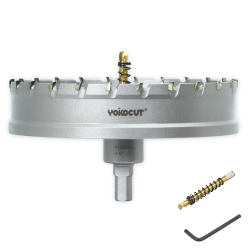 6 Inch Carbide Hole Saw, Hole Cutter Carbide Tipped with Pilot Drill Bit, TCT Hole Saws for Stainless Steel, Metal, Iron, Copper, Brass, Plastic, Wood 6"