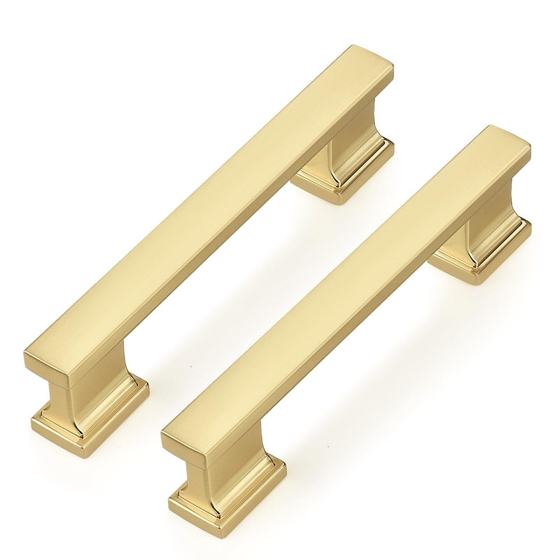 Probrico 10 Pack 3 3/4 Inch Gold Cabinet Handles, Elegant 96mm Brushed Gold Cabinet Pulls for Kitchen & Bathroom, Heavy-Duty Drawer Handles for Dresser Hardware 3.75 inch hole center