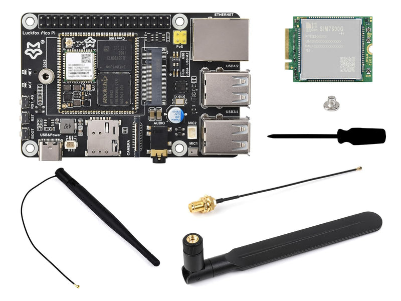 Waveshare Luckfox Pico Pi Linux Micro Dev Board, Core1106, 8GB eMMC, Intelligent Encoding Support, Built-in ISP3.2, Up to 5MP Image Processing, with 4G Module and Wireless, RV1106G3