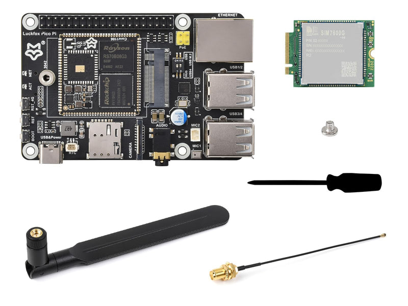Waveshare Luckfox Pico Pi Linux Micro Dev Board,Core1106, 8GB eMMC, Intelligent Encoding Support, Built-in ISP3.2, Up to 5MP Image Processing, with 4G Module, RV1106G3