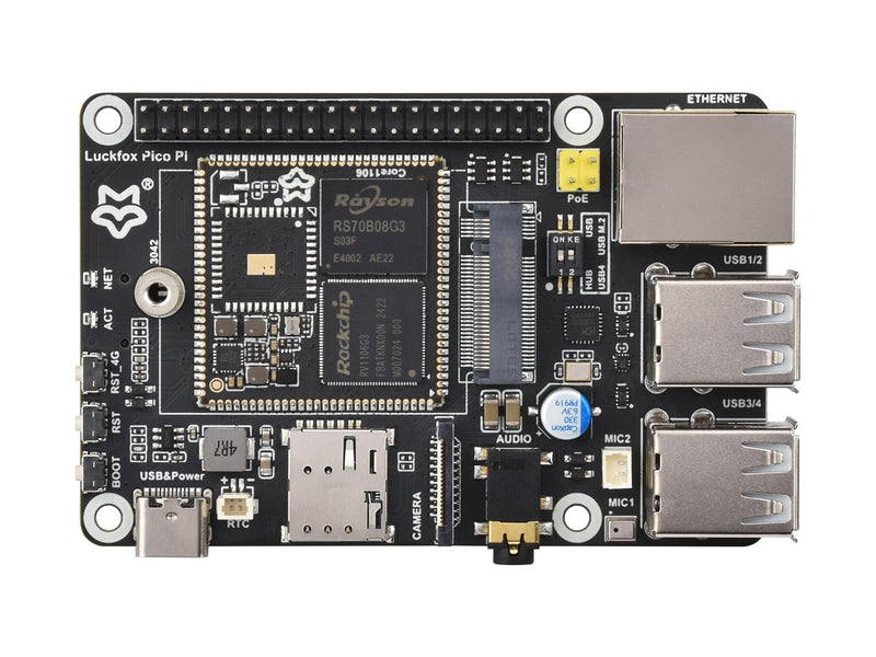 Waveshare Luckfox Pico Pi Linux Micro Dev Board,Core1106, 8GB eMMC, Intelligent Encoding Support, Built-in ISP3.2, Up to 5MP Image Processing, RV1106G3