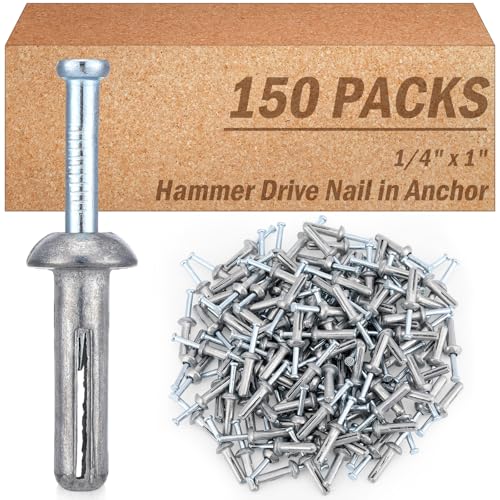 Shimeyao 150 Pcs 1/4" x 1" Hammer Anchors Galvanized Concrete Masonry 1/4" x 1"