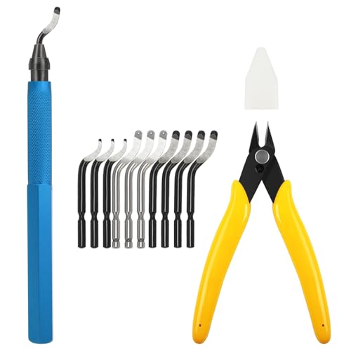 VASTOOLS Deburring Tool with 10 Different Blades with Side Cutters for DIY, Model Making, 3D Printer, Art, Plastic