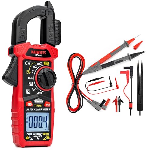 KAIWEETS KC604 Digital Clamp Meter Multimeter and KET12 Soft Silicone Electrician Test Leads Kit
