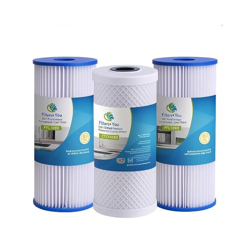 CFS Whole House Filter Bundle – Compatible with HDX4CF4 & HDX4PF4 – 1 Carbon Filter + 2 Sediment Filters – High Flow Replacement Cartridges – Removes Odor, Taste & Sediment