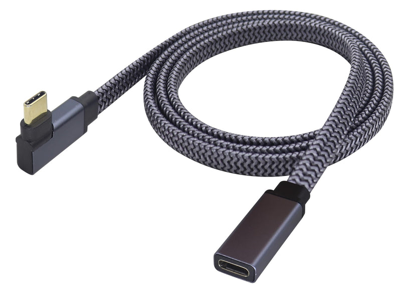 zdyCGTime Right Angle 4K USB C Video Display Cable 10Gbps Data Transfer,90 Degree USB 3.1 Gen 2 Male to Female Monitor Cord for MacBook,Galaxy S23,External SSD, Docking Station(Right/M/F-1M) 1M Right Female to Male