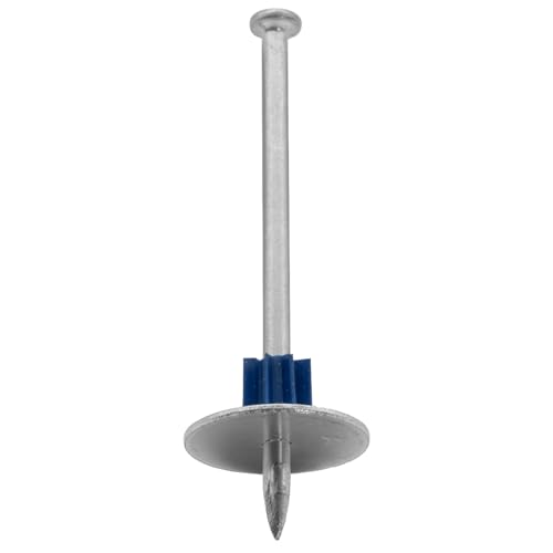 BLUEPOINT Powder Actuated Fasteners 1 to 3” .300 Head, .145 Dia. Shank Contractor Pin w/ 1" Washer & Rubber Flute –High-Precision Fastening Solution 100pcs (3") 3"
