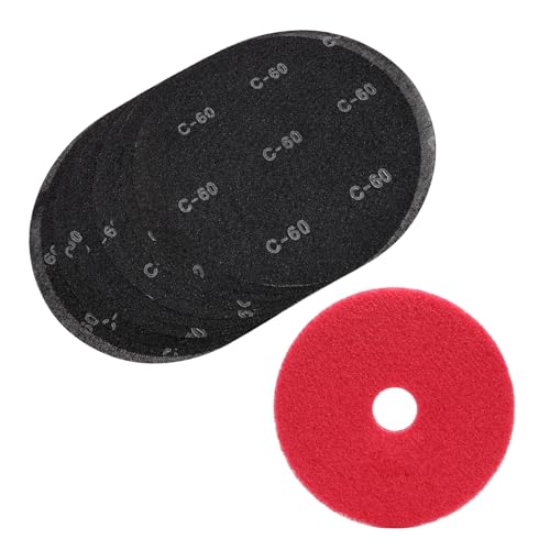 HUAALIUCHE 17" Sanding Screen Discs - Mesh Floor Sanding Screen - 60 Grit Black Silicon Carbide - for Wood Floors (10 Pack)+1-Piece Buffer Floor Pad 17 inch #60-10Pack+1Pad
