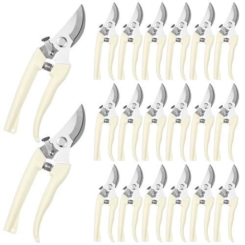 20 Garden Flower Shears Pruning Scissors Heavy Duty Plant Scissors Trimming Garden Clippers Hand Tree Pruner for Yard Gardening Plants Hedge Flower Tree Cutting Secateurs (Beige)