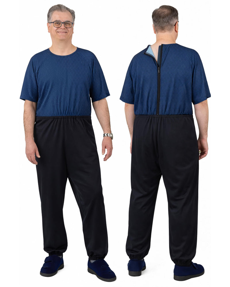 Ovidis Dementia Clothes - Alzheimers Anti-Strip Jumpsuit with Back-Zipper for Elderly Men - Bobby Medium Starlight