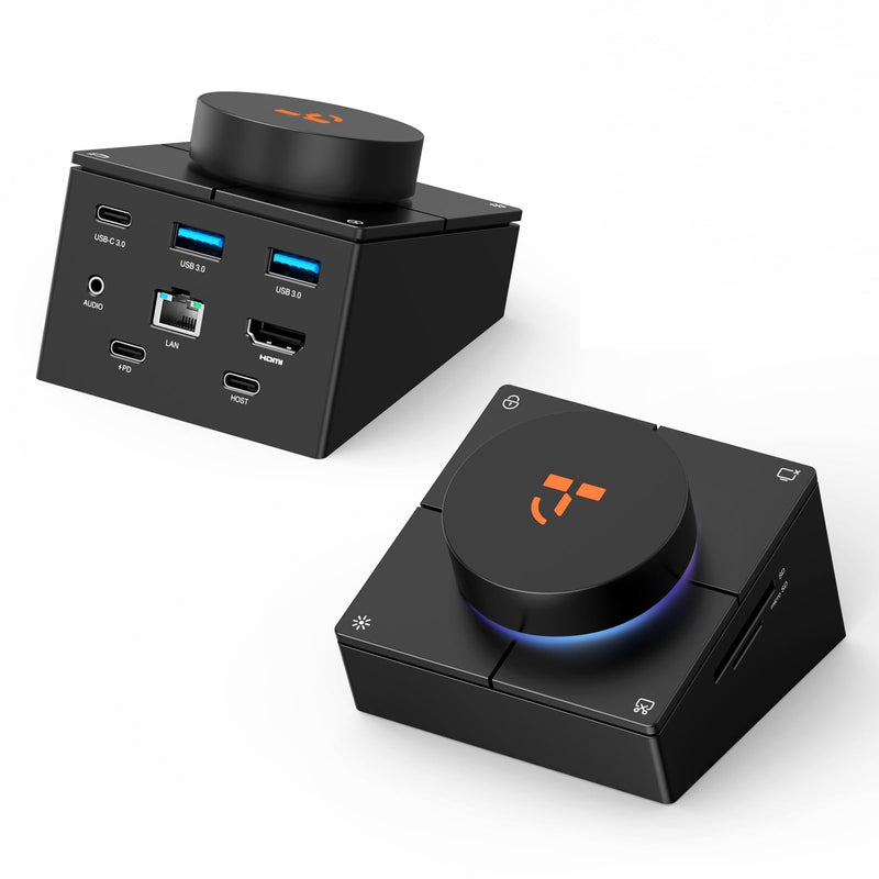 TobenONE 10-in-1 Shortcut-Key Docking Station with 4 Shortcut Button and Volume Knob, USB C Dock with 4K@60Hz HDMI, 100W PD, 3 USB, Ethernet, Audio, SD/microSD for MacBook, Windows, Chrome, Mac mini 10 in 1 Ultra