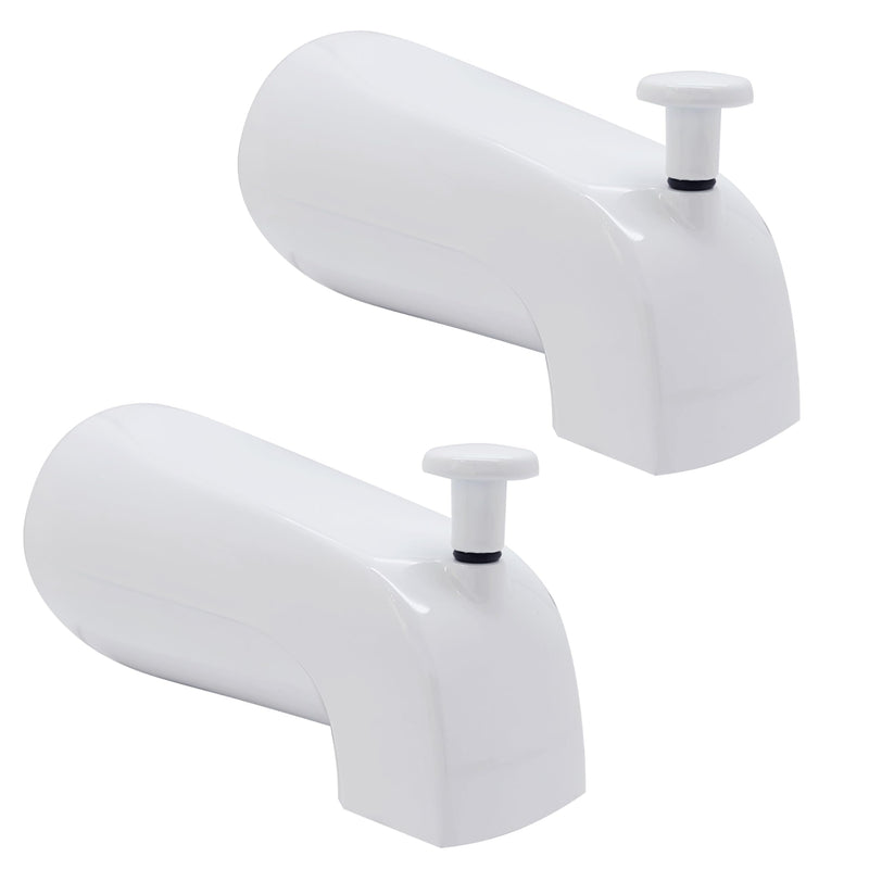 Westbrass E531D-1F-2-50 5-1/4" Reach Wall Mount Tub Spout with Front Diverter, Powder Coat White (2-Pack) 2 Pack
