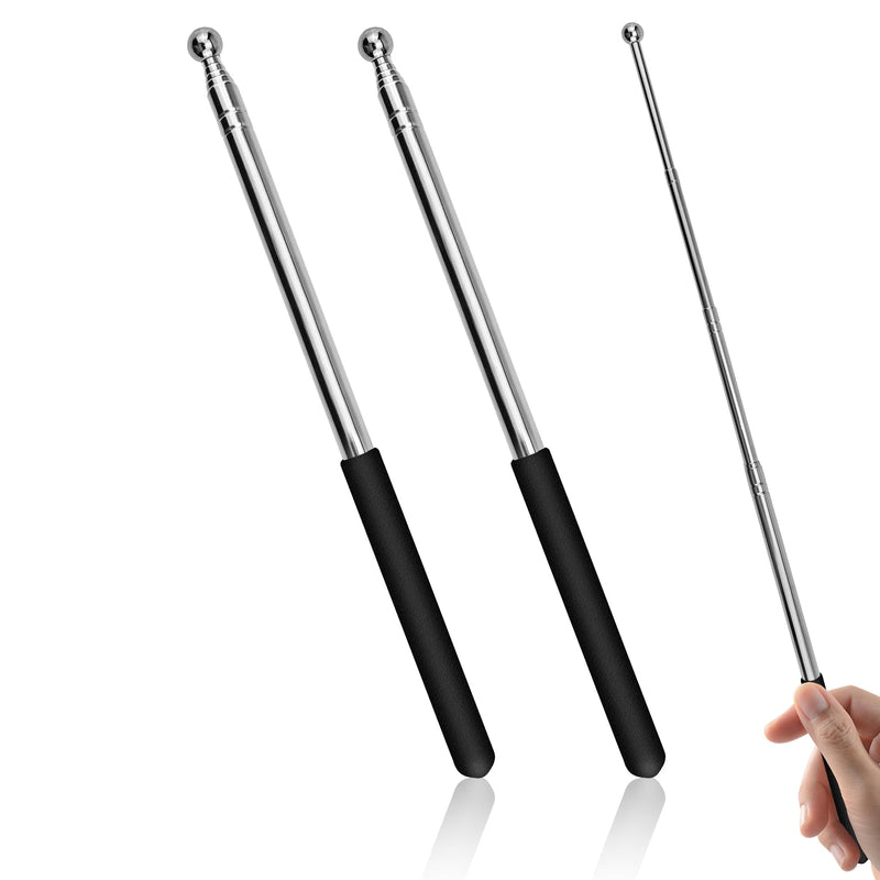 2 Pack Retractable Teacher Pointer Stick, Telescopic & Extendable Whiteboard Pointer for Classroom, Presentations, Kindergarten, Durable Teacher Pointer Stick (Black) 2 Black