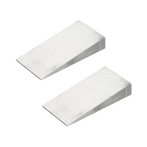 PATIKIL 2 Pcs Metal Wedge, 4.8x2.4x0.8 Inch Carbon Steel Wedge Shims Triangle Flange Beveled Washers Strong Durable for Pipe Fitting Welding Tool Factory Lathe Machine Tool, Silver Tone 4.8x2.4x0.8" (LxWxT)