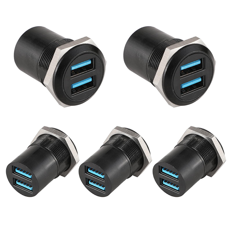 PENGLIN 5PCS Dual USB 3.0 Adapter, USB Panel Mount Bulkhead Connector, Support High-Speed Data Transfer and Charging,Compatible with Car,PC,TV,Laptop,Phone 5PCS(USB3.0)