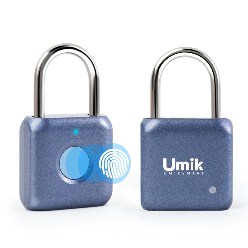 Fingerprint Padlock, Keyless Biometric Lock, Water-Resistant, USB Rechargeable Smart Lock for Bookcases, Bikes, Sports Lockers, Storage, Blue
