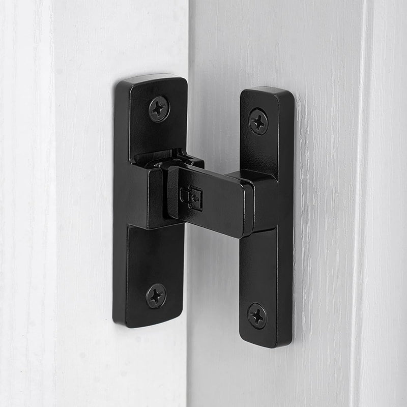 INIRET3 Packs Black 90 Degree Barn Door Lock ，Premium Zinc Alloy Latch - Flip Gate Latches ，for Cabinets, Bathroom, Barn & Garden Doors - Secure Sliding Door Hardware Black_90 Degree 3