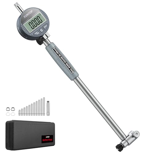XUNTOP Digital Bore Gauge Set, 2-6"/0.0005" Digital Indicator Self-Centering Dial Bore Gauge with Carbide Anvils Deep Engine Cylinder Measurement Tool for Machining,CNC,Automotive
