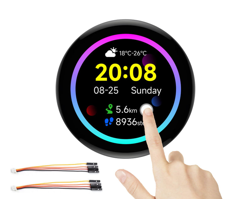 RP2350 1.43inch AMOLED Touch Display Development Board, 466x466, SPI Interface Round Display, Onboard Accelerometer and Gyroscope Sensor, USB, UART, I2C and GPIO, etc.