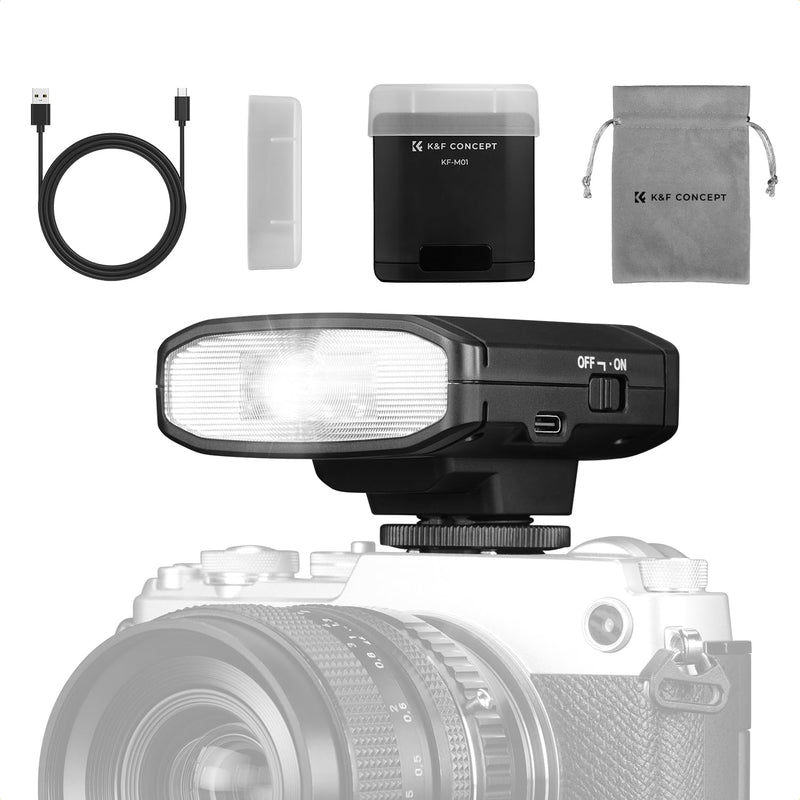 K&F CONCEPT Camera Flash Light, Camera Speedlite GN12/5600K, Built-in 2000mAh Battery Compatible with Canon/Fujifilm/Olympus and Other DSLR Digital Cameras, Speedlight with Single Contact Hot Shoe