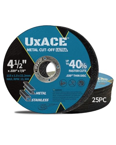 4-1/2 Inch Cut-Off Wheel for Metal, Stainless Steel, Aluminum Cutting, Professional Super Thin Metal Cutting Disc for Angle Grinder, Die Grinder or Cut-Off Tools, 7/8 inch Arbor, 25 Pack 4-1/2 Inch, 25 Pack