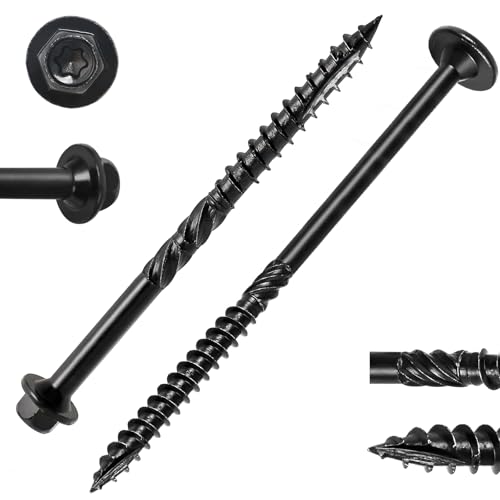 #14 x 4-1/2 Inch Heavy-Duty Outdoor Wood Screws 50Pcs + #14 x 4 Inch Hex Head Wood Structural Lag Screws 50Pcs