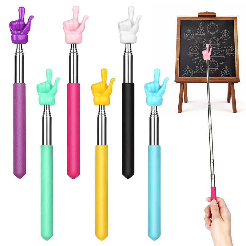 6 Pcs Telescopic Teacher Pointer Sticks, Mini Extendable Hand Pointers, Retractable Classroom Finger Pointer Sticks for School Teaching, Enterprise Training, Conference Presentation