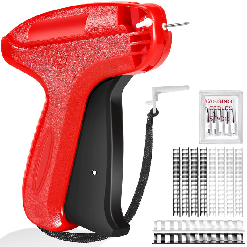 Stitch Gun for Clothes, Tagging Gun for Clothing, Handheld Quick Sticky Sewing Micro Tag Gun Fixer Hemming Pants Tool Instantly, Includes 6 Needles and 1000 Fasteners (Red) Red