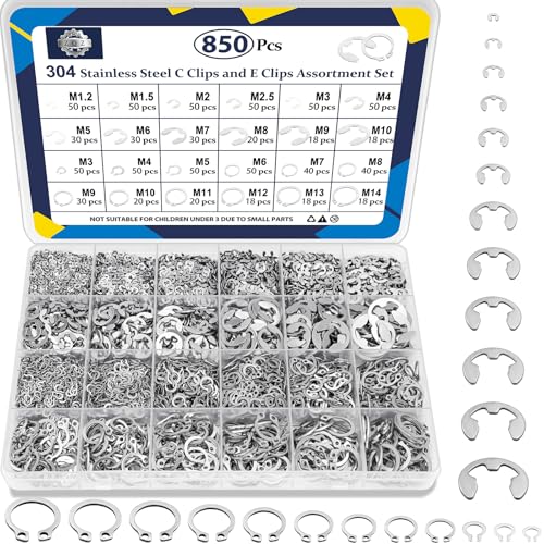 ZQZ 840Pcs C Clips Assortment (M5-M16) and E Clips Assortment Set (2.0mm-12mm) ZQZ 850Pcs C Clips Assortment Kit(M3-M14) and E Clips Assortment Kit(1.2mm-10mm)