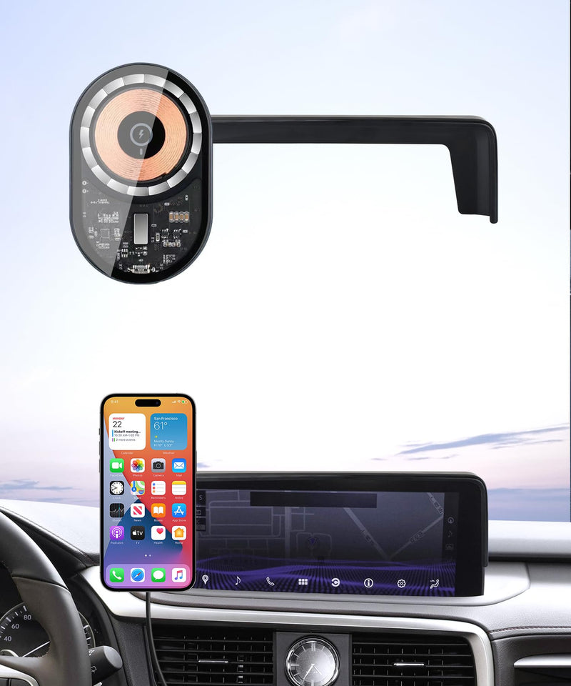 Wireless Charging car Phone Holder for Lexus RX/RX Hybrid 2020-2022 Accessories 12.3 inch Screen Fixed Clip,360° Rotation car Phone Mount Compatible with MagSafe 12.3-inch for 2020-2022 RX/RX Hybrid