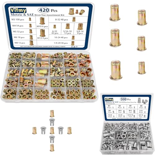 Metric & SAE Rivet Nut Assortment Kit(420 Pcs) & Vifmy Metric & SAE Rivet Nut Assortment Kit(300 Pcs)
