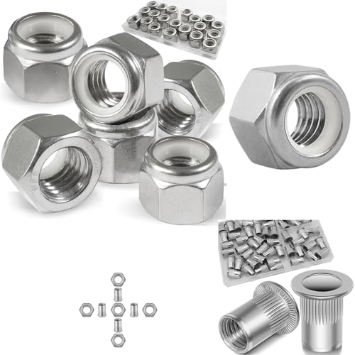 70 Pack 5/16"-18 Inch Lock Nuts & Vifmy 5/16''-18 UNC Rivet Nut