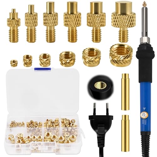 Philtool 150-Piece Threaded Inserts Soldering Tips Set, Threaded Insert 3D Printing Set | 140-piece Threaded Inserts M2-M8, 6-piece Soldering Tips for Threaded Inserts, Melting Thread Soldering Iron Set for 3D Printing & Plastics