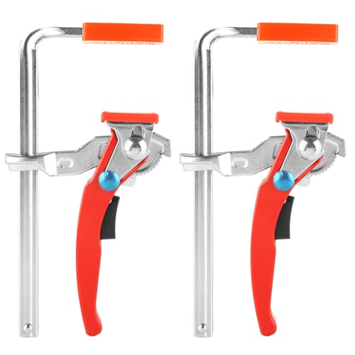 LANIAKEA 2PCS Ratcheting Table Clamp Quick Bar Clamp with 0~6" Clamping Range Ratchet Guide Rail F Clamp for MFT Table and Guide Rail System