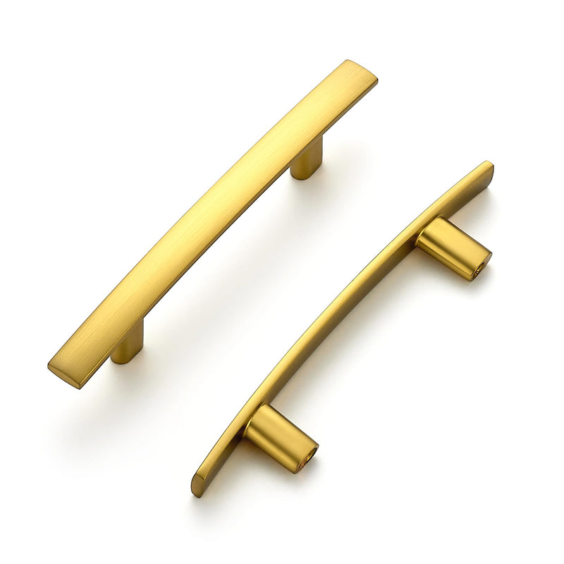 Ravinte 10 Pack Cabinet Handles Brushed Brass Cabinet Pulls Kitchen Cabinet Handles,Curved Drawer Pulls in 5-3/16 Inch Length with 3 Inch Hole Center Arch Kitchen Cabinet Hardware