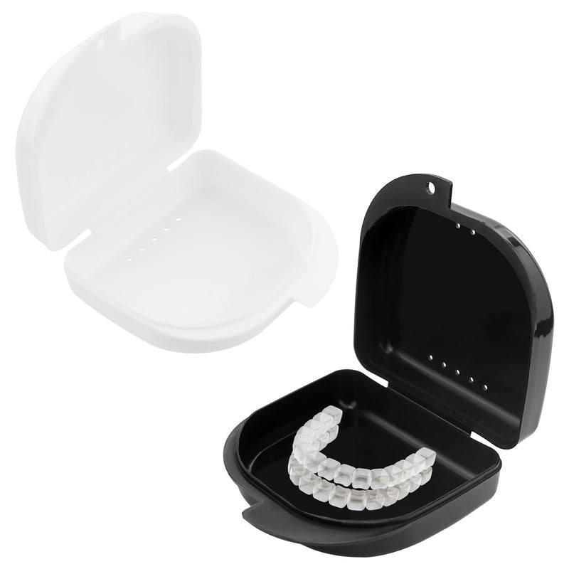 Pack of 2 Braces Box, Dental Splint Box, Denture Box, Dental Box, Dental Box, Dental Denture Box, Denture Container, for Storing Braces or Dental Splints (Black & White)