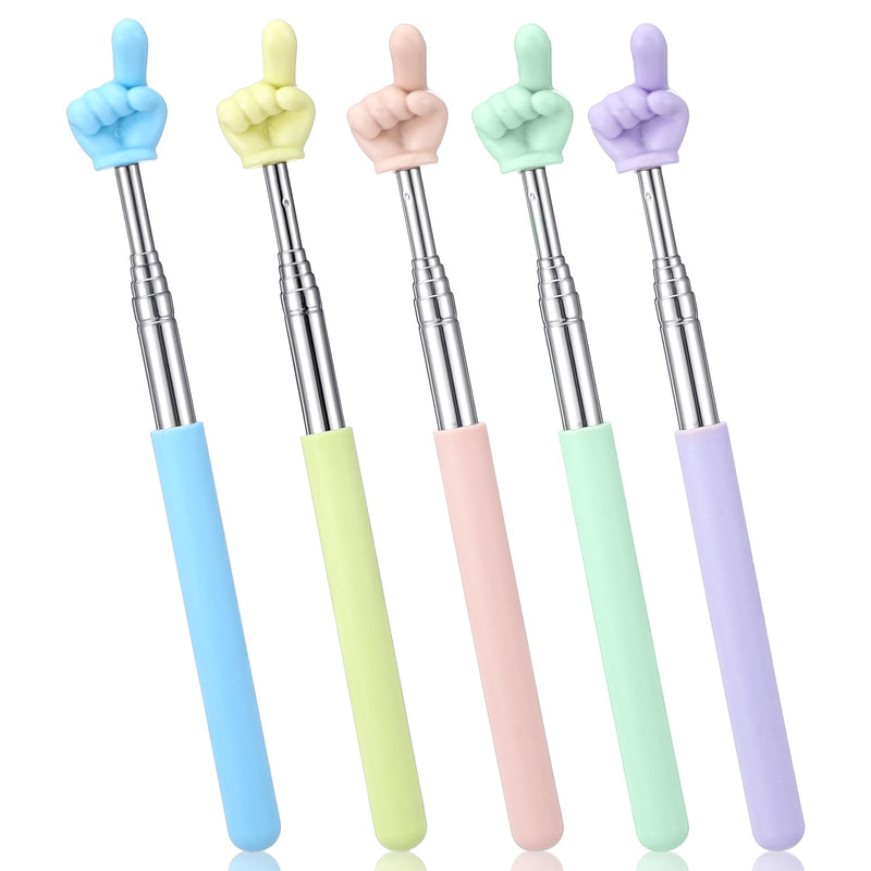 5 Pcs Telescopic Teachers Pointer, Extendable Hand Pointer Stick, Mini Retractable Classroom Pointers for Teachers Presenters and Educators (Blue+Green+Yellow+Pink+Purple)