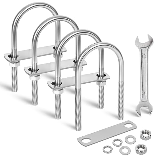 4 Sets M10 U-Bolts,u-Bolts 3" (78mm) Wide,U-Bolts with Nuts M10 x 78mm x 153mm 4