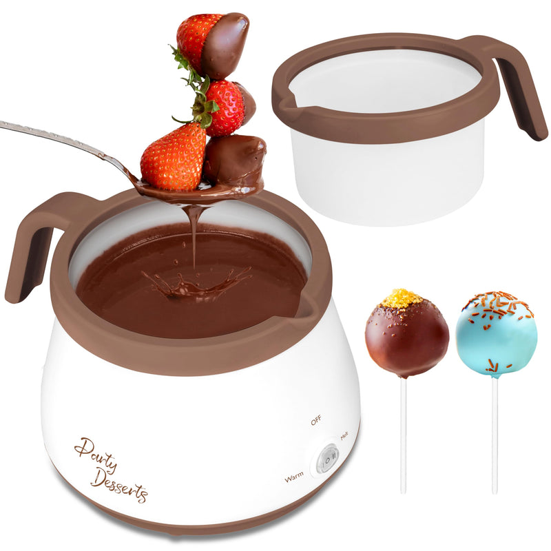 Candy and Chocolate Melting Pot, Mini Electric Fondue Pot, Melts Candy Chocolate in a Couple of Minutes, Ideal for Cake Pops Cookies Cakes, 1 Cups, Single Pot, Brown