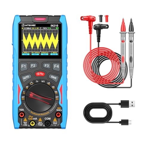IN210 Digital Oscilloscope Multimeter - 12MHz, 50Msps, 6000Counts, True RMS Signal Generator, 2.4" Display, for Electronics Repair, Laboratory, DIY and Training