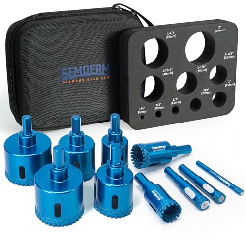 Diamond Hole Saw Kit Tile Hole Saw Kit 10 PCS Serrated Brazing Core Drill Bit Set with EVA Guide Jig Diamond Drill Bits for Porcelain Tile Glass Ceramic Stone Granite Marble 10 PCS Serrated Brazing Diamond Hole Saw