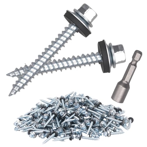 10 x 1-1/2 inch Metal Roofing Screws Hex Head Sheet Metal Roof Screw-300PCS #10 x 1-1/2 inch